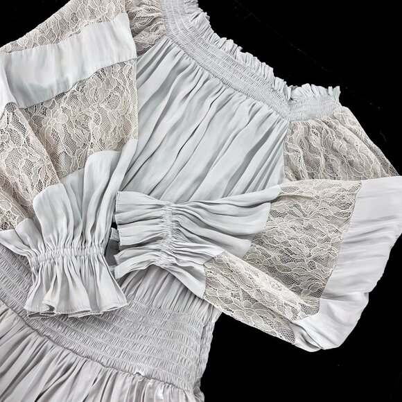 Ramy Brook Trent Mini Dress Gray Lace Smocked Womens XXS XX-Small New NWT - Picture 4 of 4